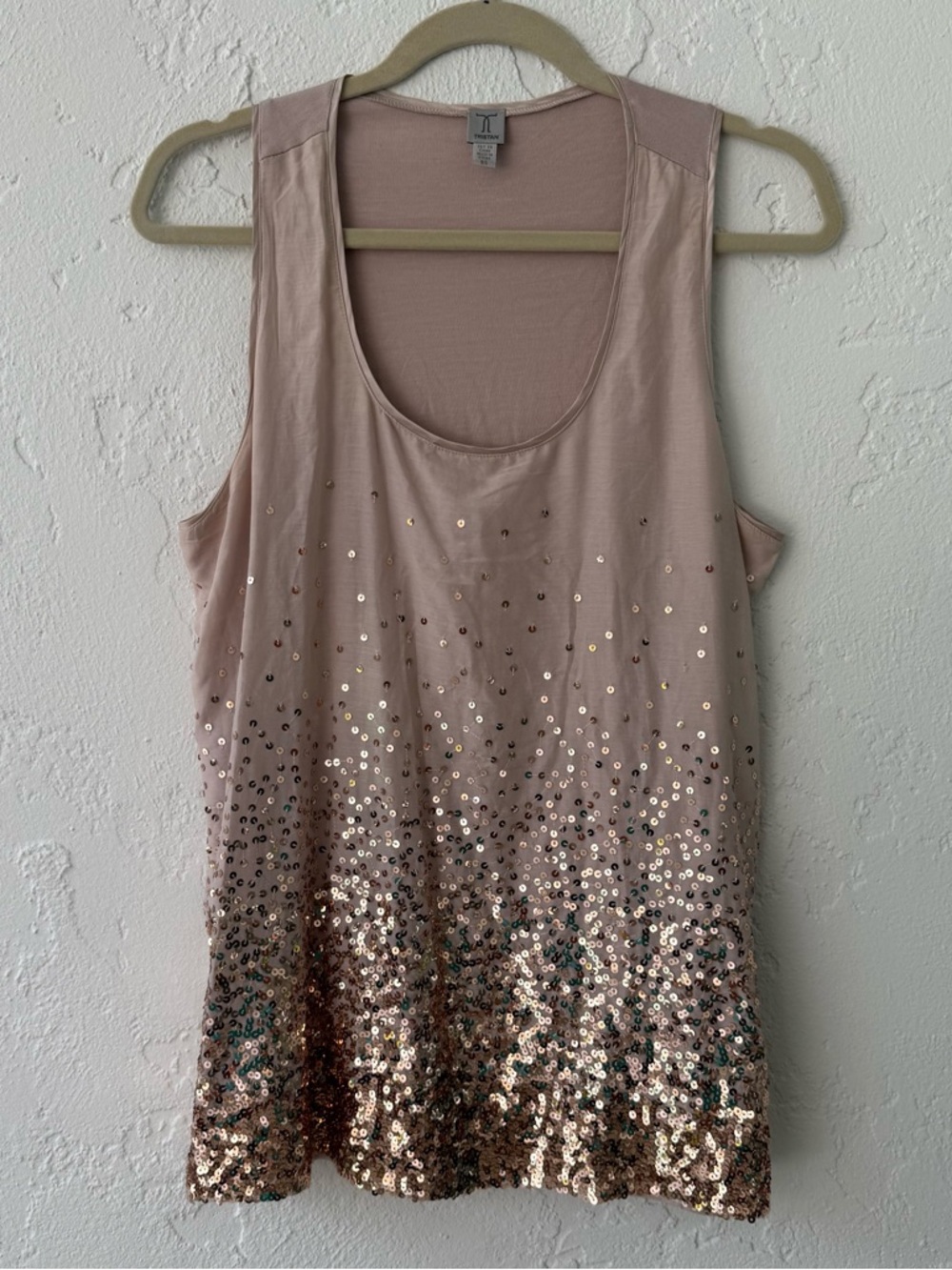 Tristan Blush Sequin Ombre Scoop Tank